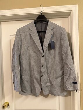 Linen Blend Men's Size 50 R NEW Blazer 3 Button - Stafford Classic Fit Gray HB